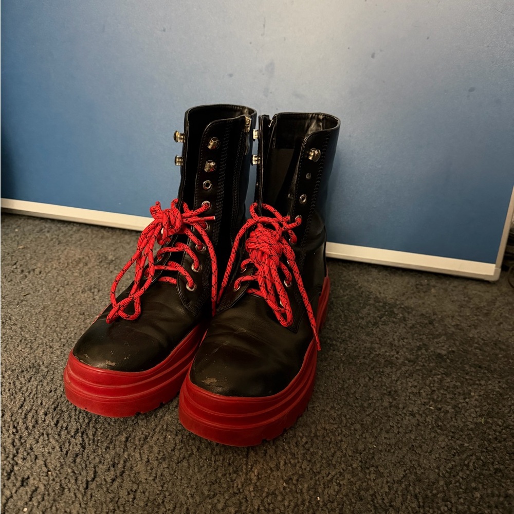 Azalea Wang Red-Soled Combat Boots, Women’s